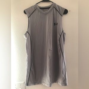 Under Armour Heat Gear Sleeveless Shirt Gray Medium Fitted